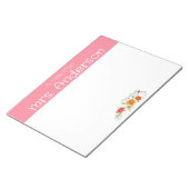 ヴィンテージワイルドフラワー水色ピンク先生 ノートパッド (アングル)