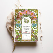 ヴィンテージワイルドフラワー結婚アールヌーボー 招待状