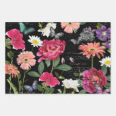 ヴィンテージワイルドフラワー蝶の手書き切り ラッピングペーパーシート (正面)