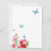 ヴィンテージワイルドフラワー蝶ベビーシャワーティーカップ 招待状 (裏面)