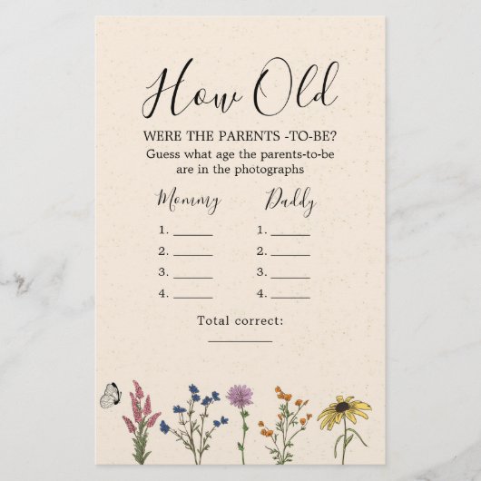 ヴィンテージワイルドフラワー赤ちゃんシャワーどのように古い両親 (正面)