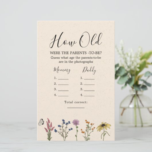 ヴィンテージワイルドフラワー赤ちゃんシャワーどのように古い両親 (スタンド正面)