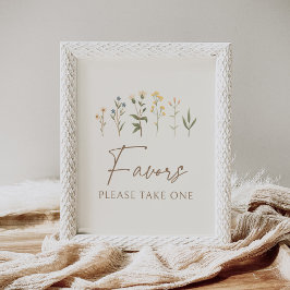 ヴィンテージワイルドフラワー赤ちゃんシャワーの好意サイン ポスター