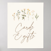 ヴィンテージワイルドフラワー赤ちゃんシャワーカードとプレゼント ポスター (正面)