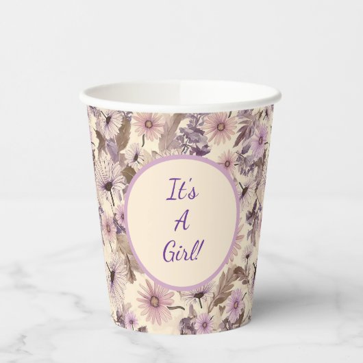 ヴィンテージワイルドフラワー赤ちゃんシャワー 紙コップ (左)