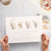 ヴィンテージワイルドフラワー金ゴールドと赤面ベビーシャワーInv 招待状