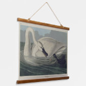 ヴィンテージワイルドホワイトトランペータースワン 吊り下げ型タペストリー (傾斜あり)