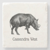 ヴィンテージワイルドボアスケッチBW ストーンコースター (正面)