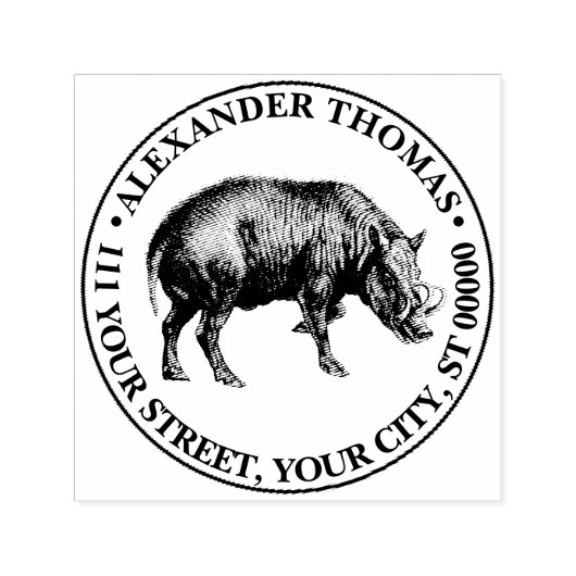 ヴィンテージワイルドボアスケッチBW セルフインキングスタンプ (デザイン)