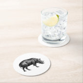 ヴィンテージワイルドボアスケッチBW ラウンドペーパーコースター (インサイチュ)