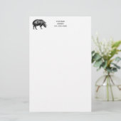 ヴィンテージワイルドボアスケッチBW 便箋 (スタンド正面)