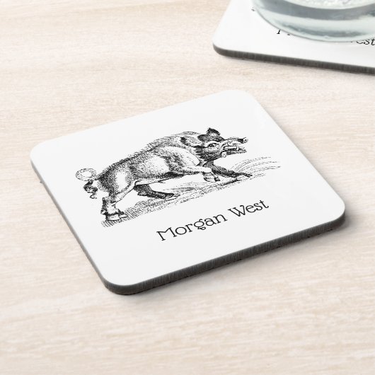 ヴィンテージワイルドボアスケッチBW #2 コースター (左側)