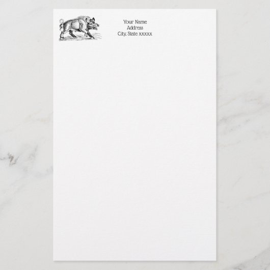 ヴィンテージワイルドボアスケッチBW #2 便箋 (正面)