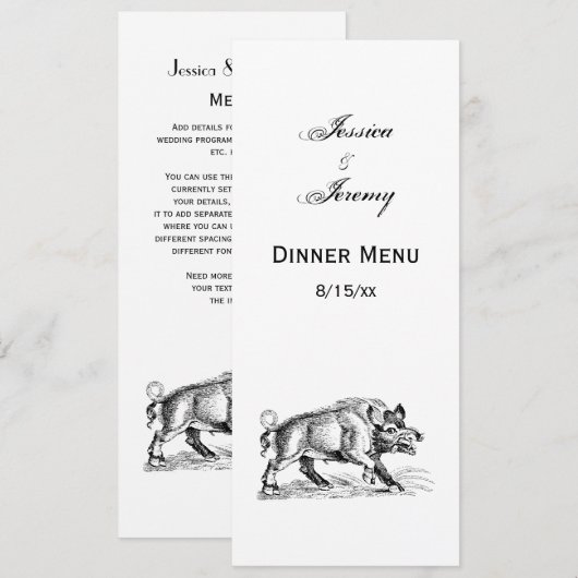 ヴィンテージワイルドボアスケッチBW #2 招待状 (正面/裏面)