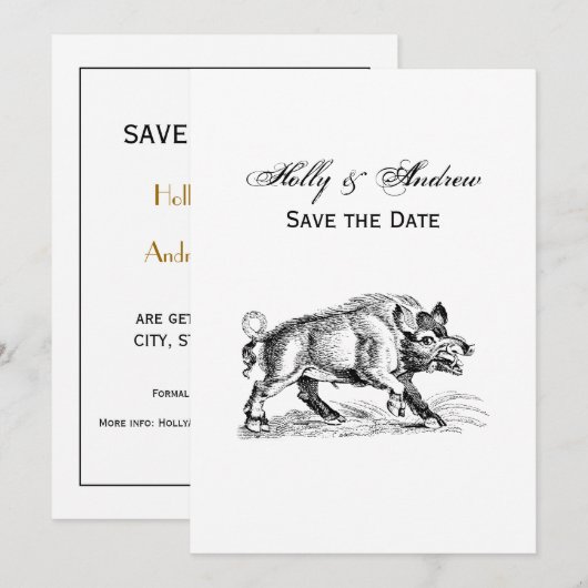 ヴィンテージワイルドボアスケッチBW #2 招待状 (正面/裏面)