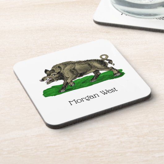 ヴィンテージワイルドボアスケッチBW #3C コースター (左側)