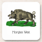 ヴィンテージワイルドボアスケッチBW #3C コースター (正面)