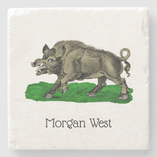 ヴィンテージワイルドボアスケッチBW #3C ストーンコースター (正面)
