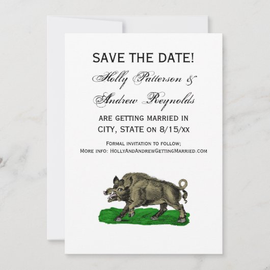 ヴィンテージワイルドボアスケッチBW #3C 招待状 (正面)