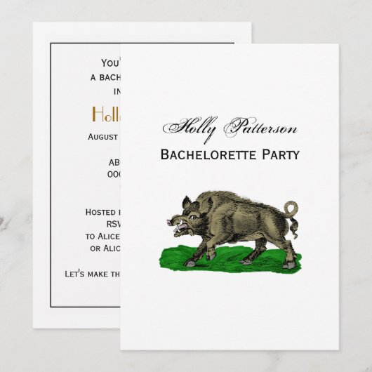 ヴィンテージワイルドボアスケッチBW #3C 招待状 (正面/裏面)