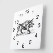 ヴィンテージワイルドボーススケッチBW #2 スクエア壁時計 (傾斜)