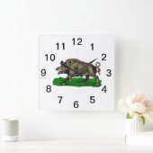 ヴィンテージワイルドボーススケッチBW #3C スクエア壁時計 (ホーム)