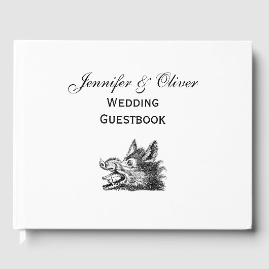 ヴィンテージワイルドボーヘッドスケッチBW ゲストブック (正面)