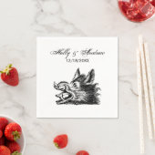 ヴィンテージワイルドボーヘッドスケッチBW スタンダードカクテルナプキン (インサイチュ)