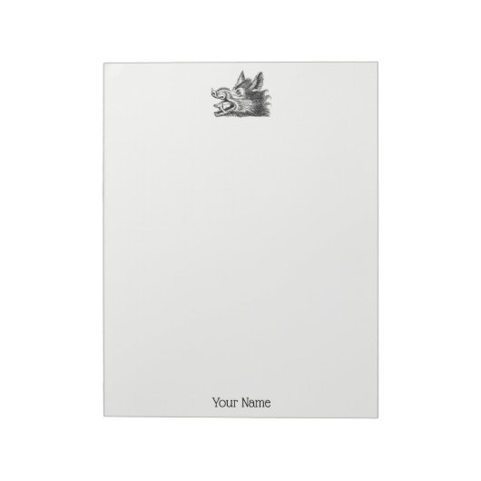 ヴィンテージワイルドボーヘッドスケッチBW ノートパッド (回転)