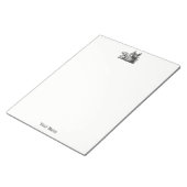 ヴィンテージワイルドボーヘッドスケッチBW ノートパッド (アングル)