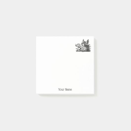 ヴィンテージワイルドボーヘッドスケッチBW ポストイット (正面)