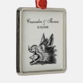 ヴィンテージワイルドボーヘッドスケッチBW メタルオーナメント (右)