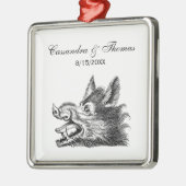 ヴィンテージワイルドボーヘッドスケッチBW メタルオーナメント (左)