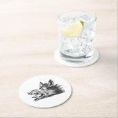 ヴィンテージワイルドボーヘッドスケッチBW ラウンドペーパーコースター (インサイチュ)