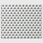 ヴィンテージワイルドボーヘッドスケッチBW ラッピングペーパー (フラット)