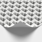 ヴィンテージワイルドボーヘッドスケッチBW ラッピングペーパー (角)