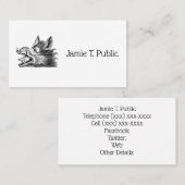 ヴィンテージワイルドボーヘッドスケッチBW 名刺 (正面/裏面)