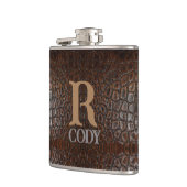 ヴィンテージワイルドワニ茶色アリゲーターレザー フラスク (左)