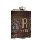 ヴィンテージワイルドワニ茶色アリゲーターレザー フラスク (右)