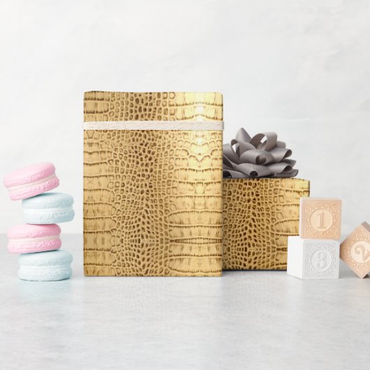 ヴィンテージワイルドワニ茶色アリゲーターレザー ラッピングペーパー (ベビーシャワー)