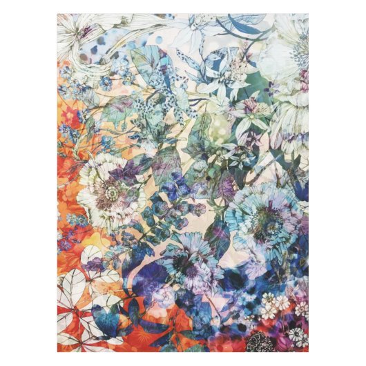 ヴィンテージワイルド春植物性フローラ開花 テーブルクロス (正面)