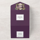 ヴィンテージワインエンブレムフレームブルゴーニュ金ゴールドブドウ オールインワン招待状 (外側)