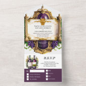 ヴィンテージワインエンブレムフレームブルゴーニュ金ゴールドブドウ オールインワン招待状 (内側)
