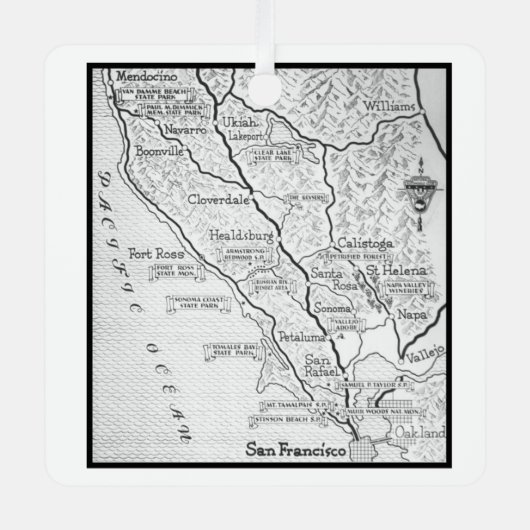ヴィンテージワインカントリーマップ メタルオーナメント (正面)