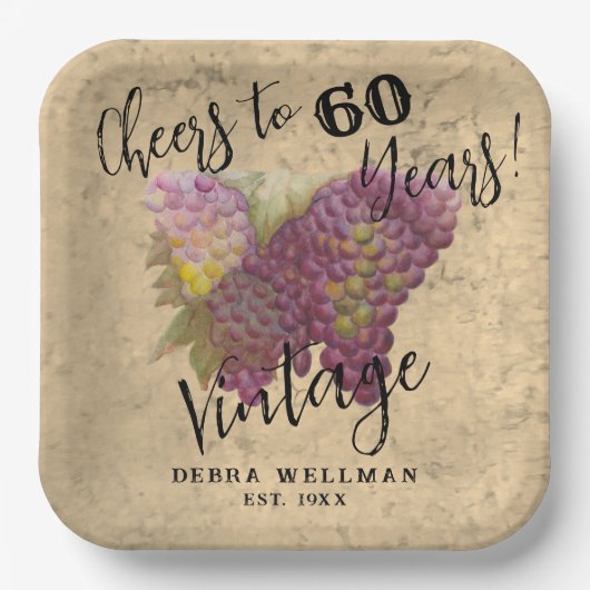 ヴィンテージワインカントリー60誕生日応援へ60 ペーパープレート (正面)