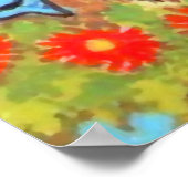 ヴィンテージワインキャット花ポスター ポスター (角)