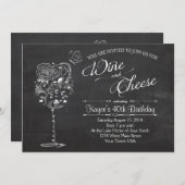 ヴィンテージワイングラス&チーズ誕生日招待状 招待状 (正面/裏面)