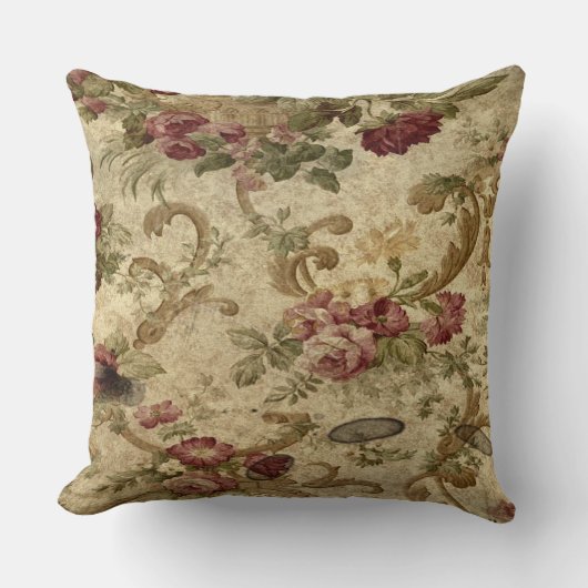 ヴィンテージワインシャビーシックバラ クッション (正面)