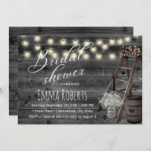 ヴィンテージワインバレルウッドラブラダーブライダルシャワー 招待状 (正面/裏面)