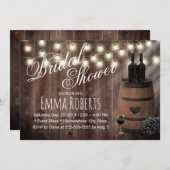 ヴィンテージワインバレルカントリーバーンブライダルシャワー 招待状 (正面/裏面)